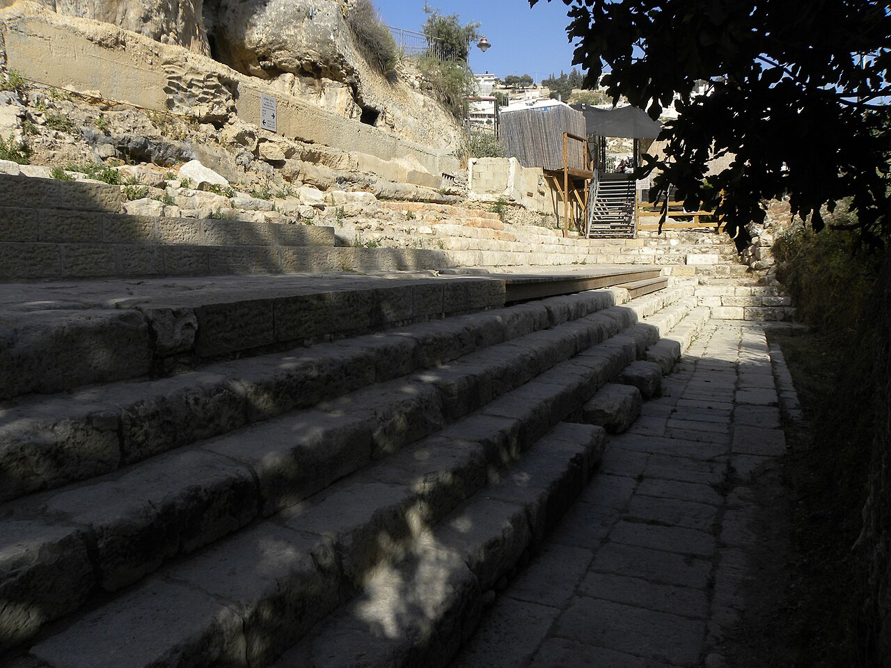 The excavated stone steps of the pool of Siloam in Jerusalem.